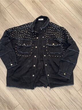 TALULAH Black Studded Denim Jacket
